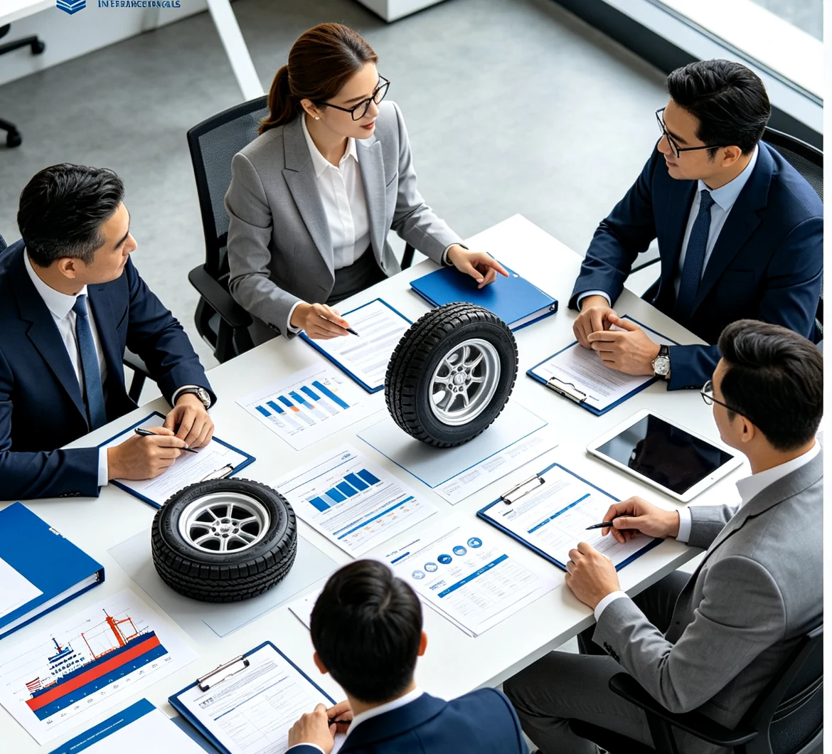 Tire import compliance team reviewing documents